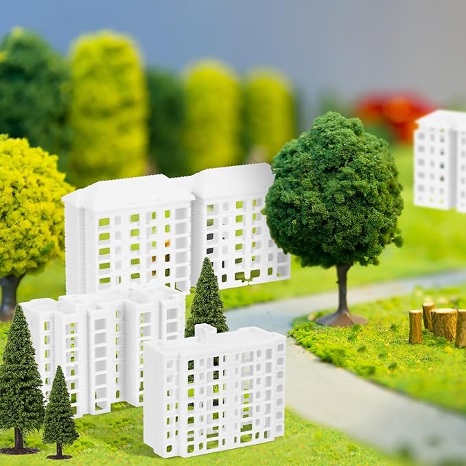 TOYANDONA Miniature Building Model Set 4Pcs Plastic Apartment Building Ornaments for Sand Table DIY Mini City Landscape Decoration Compact and Lightweight for Architectural Scenes