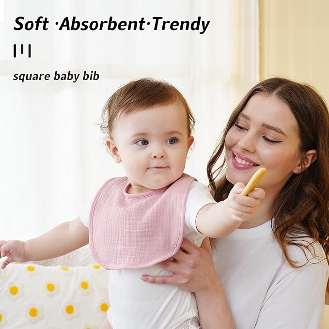 Muslin Baby Bibs Cotton Baby Drool Bandana Bibs for Baby Girls Boys Infant Newborn Toddler Drooling and Teething