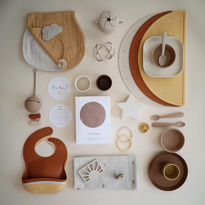 mushie Silicone Placemat for Kids | BPA-Free Non-Slip Design (Sun Orange)