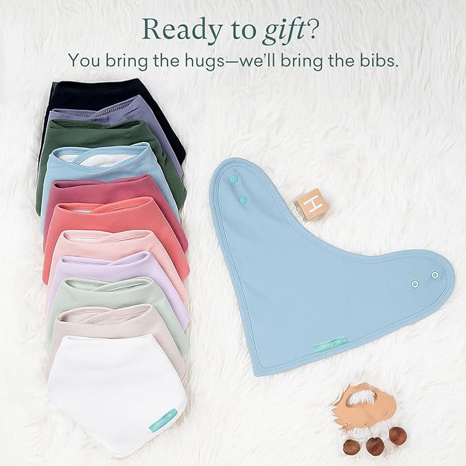 PurComfy SuperSoft Baby Bibs, Premium Bamboo Bandana Drool Bibs for Infant Boys & Girls, Adjustable Snap Bibs, 6-Pack