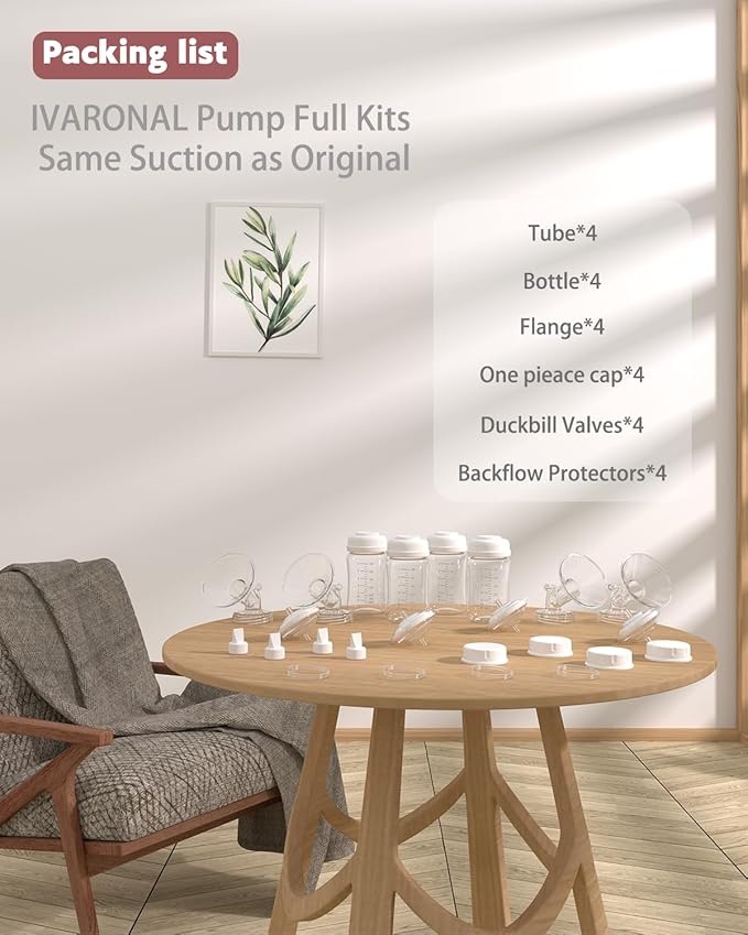 4packs 28mm Full Breast Replacement Pump Parts for Spectra S1 S2 9 Plus Synergy Gold Include 13mm Flange,Valve,Backflow Protector,Tube,Bottle,Caps, Fit for Motif Luna Cimilre Ameda MYA Pump