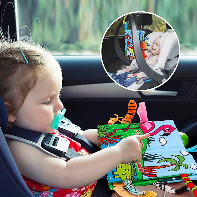 2PCS Baby Books 0-6 Months Infant Toys 0-3 3-6 6-12 Months Baby Tummy Time Sensory Toys 3 4 5 6 Month Newborn Must Haves Crinkle Touch Feel Busy Soft Books for Babies Boys Girls Christmas Shower Gifts