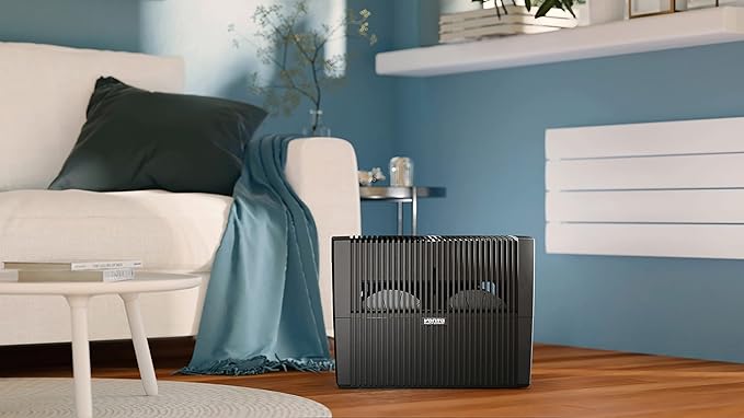 Venta LW45 Comfort Plus Humidifier in Black - Filter-Free Evaporative Humidifier for Spaces up to 645 ft²