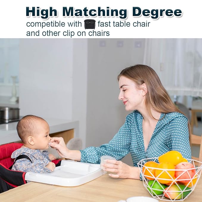 Fast Dining Tray, Indispensable Accessory for Hook on High Chair- Make Meal Easy for Child, Removable Dining Tray - Easy to Carry and Install, Non Slip/Space Saver/Reusable, White