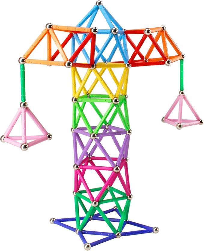 Magnetic Building Blocks, [ 132 Pieces ] Lengthen Building Sticks Set, Magnet Stem Toys Set Non-Toxic Building 3D Puzzle Boys Toys for Kids and Adult