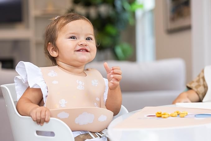 Silicone Baby Bib and Mat | Boys Girls Babies & Toddlers | Waterproof, Adjustable, BPA Free