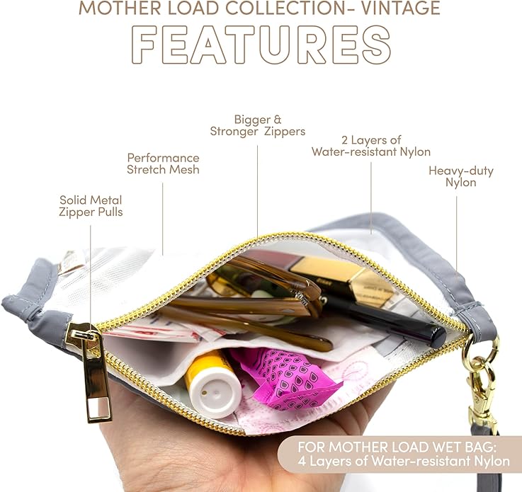 Mother Load Diaper Bag Organizer Pouches Durable Nylon & Performance Mesh