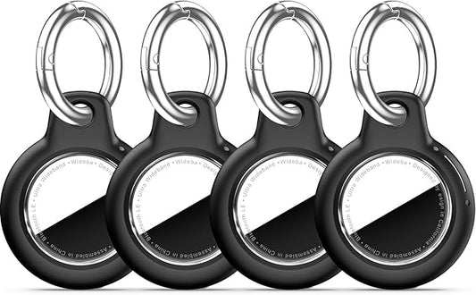 Upgrade Waterproof 4 Pack Airtags Holder with Apple Airtags Keychain, Hard PC Air Tag Case, Anti-Scratch & Shock Air tag Holder, Men's Women's Keyrings & Keychains - Black