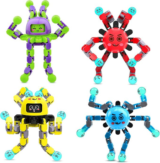 Transformable Fidget Spinner Toys for Kids and Adults,4 PCS Finger Sensory Toy for Boys Girls Autism ADHD Relief,Gifts for Chrismas Birthdays Party Favors for Teens Travel Stocking Stuffers