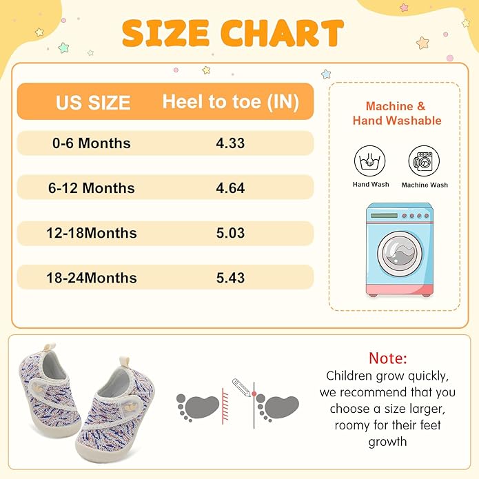 FEETCITY Baby First Walking Shoes Wide Baby Shoes Infant Sneakers Newborn Crib Shoe Barefoot Lightweight Slip On Shoe