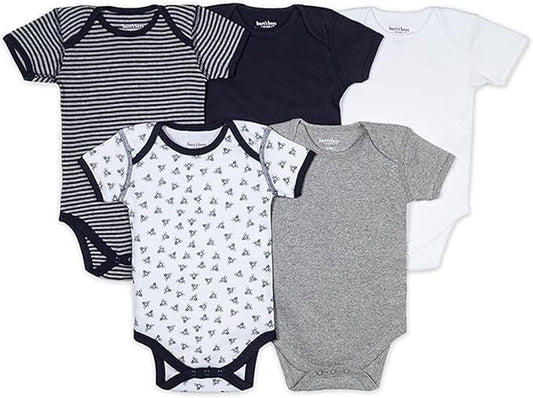 Burt's Bees Baby Organic Cotton Bodysuits – Baby Boy & Girl Short and Long Sleeve One-Pieces, 5-Pack