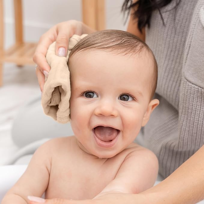 Comfy Cubs Muslin Baby Washcloths 10 Pack - Soft 6-Layer Cotton Wash Cloths for Sensitive Skin - 10"x10" Large, Gentle, Absorbent Infant Essentials for Newborn and Toddlers - Cream