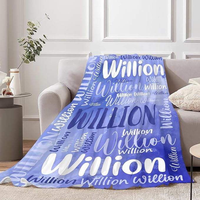 Personalized Custom Baby Blanket with Name for Girls Boys Kids Customized Flannel Blanket for Bed Nursery Room Baby Stroller