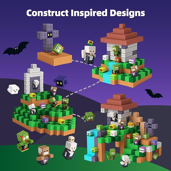 GobiDex 100PCS Magnetic Blocks Game-Based Kid Building Toys for Boys Girls 3+, Build MagWonder World with Zomblock Magnets Cubes, Upgraded STEM Game Sensory Gift for Birthday