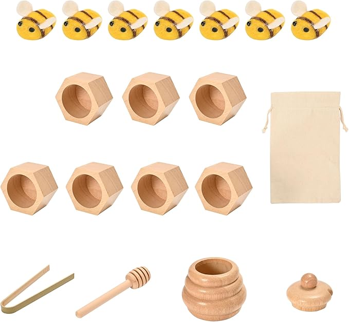 Sorting Stacking Wooden Toys for Toddlers, Montessori Toys for Toddlers, Sensory Bin Tool Toy, Wood Bee Hive, Fine Motor Skill Tactile Toy, Early Learning Educational Gift for Kids