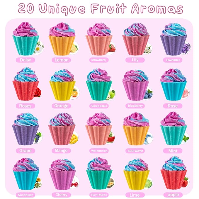 Bath Bombs for Kids with Surprise Unicorn Inside, 20 Kids Bath Bombs Gift Set, Handmade Bubble Bath Fizzes Bomb for Chrildren Birthday Christmas and Party Favor Christmas Gifts Set for Girls