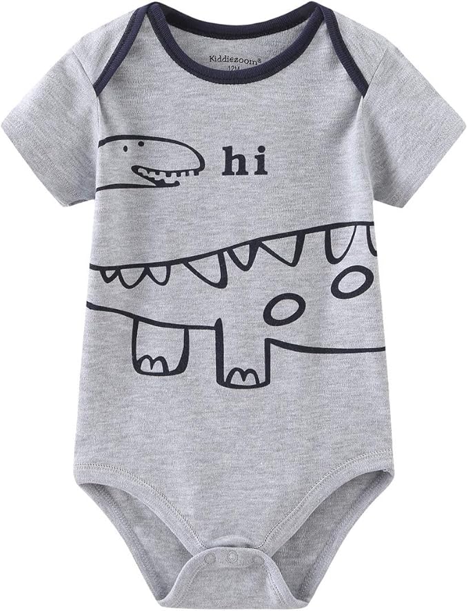 Kiddiezoom Newborn Baby Unisex Cotton One-Piece Bodysuits Baby Gift 5-Pack Baby Clothes