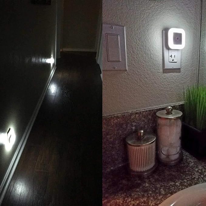Uigos LED Night Light Lamp with Smart Sensor Dusk to Dawn Sensor, Daylight White, 0.5W Plug-in, 6-Pack