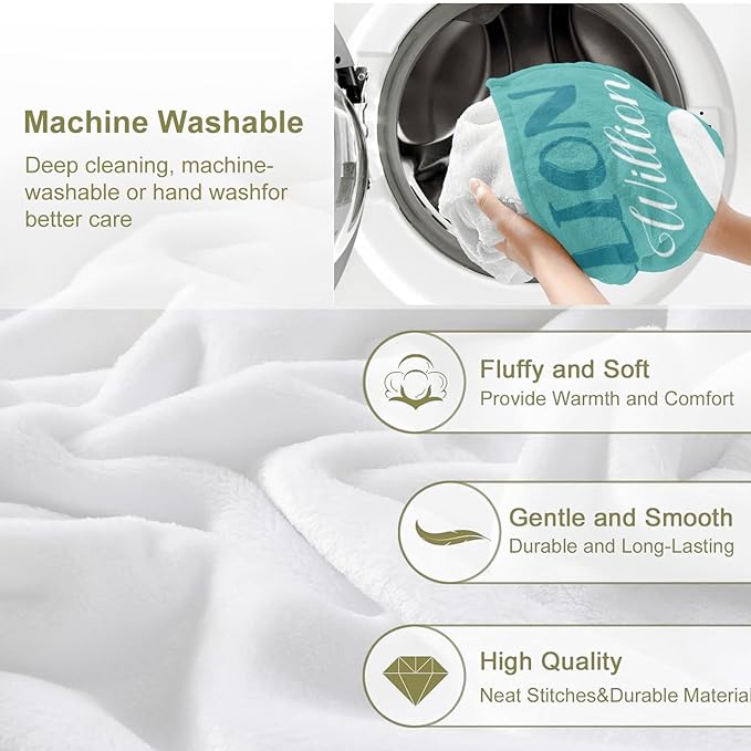 Personalized Custom Baby Blanket with Name for Girls Boys Kids Customized Flannel Blanket for Bed Nursery Room Baby Stroller