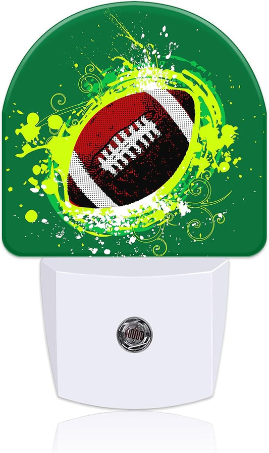 Night Light for Kids Girls Boys, Abstract American Football LED Night Light Plug into Wall with Dusk to Dawn Sensor for Room Decor, Hallway, Kitchen, Bathroom, Nursery, Stairs