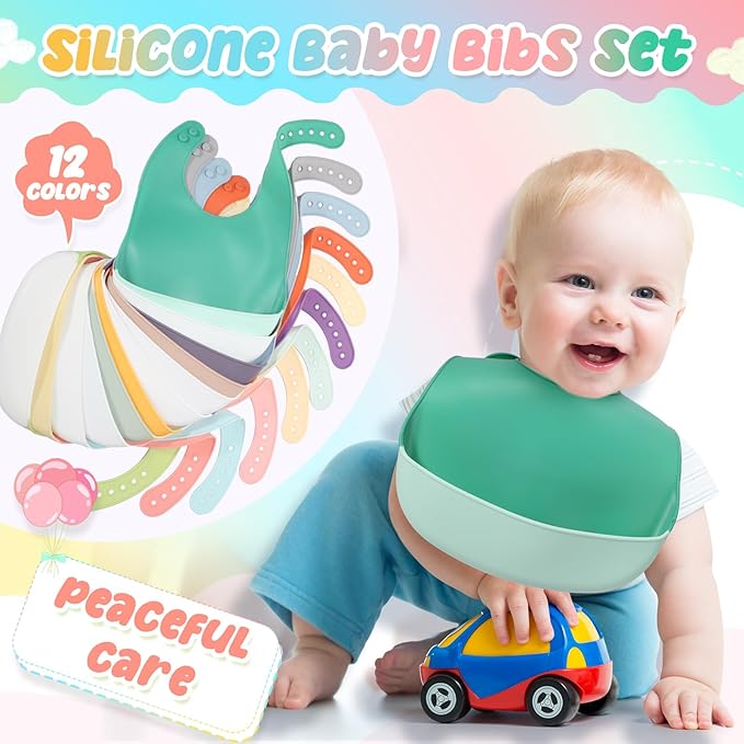 Mepase Silicone Bibs Waterproof Silicone Baby Bibs Soft Adjustable Baby Feeding Unisex Kid Eating Supplies