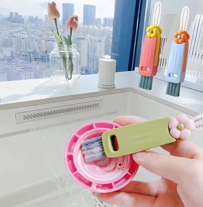 3 in 1 Cup Lid Cleaning Brush, Multifunctional Bottle Cleaning Brush, 2024 New Water Bottle Cleaner Brush, Portable Cup Lid Gap Cleaner, Home Kitchen Crevice Brush Tools (3 PCS)