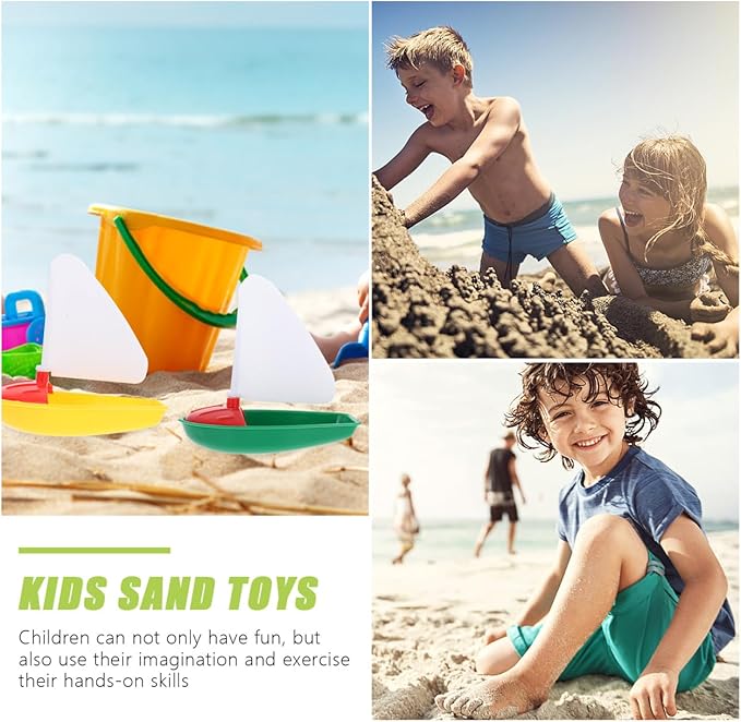 UPKOCH 3pcs Mini Plastic Sailing Boat for Kids - Bath Toys for Toddlers and Children,Bathtub Floating Pool Boats, Beach Toys ( Small, Medium & Large Sizes)