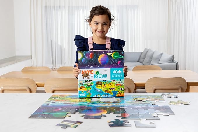 Crocodile Creek Above + Below 48-Piece Jigsaw Floor Puzzle - Fun Floor Puzzles for Kids Ages 4-8 - Earth & Space - 27 x 20 inches Finished