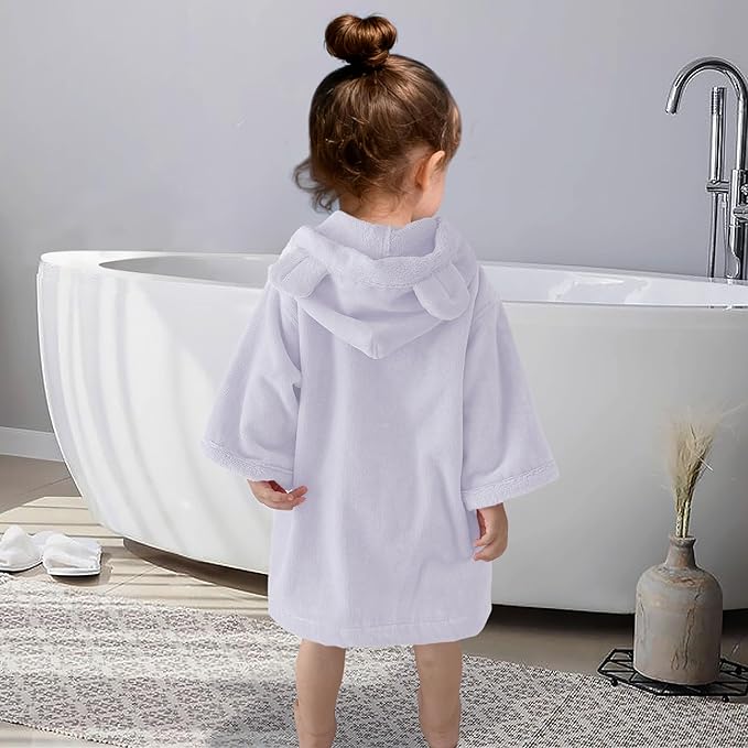 VOOVA & MOVAS Baby Hooded Poncho Towel with Bear Ear, 0-3Years | 100% Cotton, Ultra-Soft & Absorbent | Gentle for Sensitive Skin, Bath, Pool Towel for Toddler | Newborn (Purple)