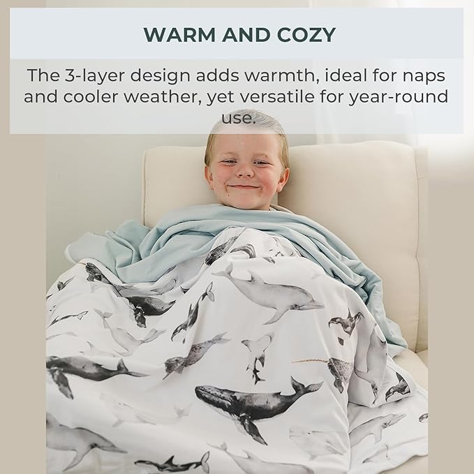 Pobi Baby Soft Neutral Blanket - Premium Cotton Toddler Quilt, Ideal for Boys & Girls - Warm, Soft Blankets (Seaside)