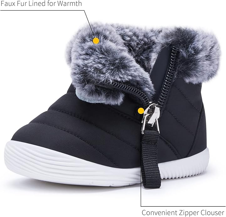 BMCiTYBM Baby Boy Girl Snow Boots Waterproof Winter Warm Booties Nonslip Lightweight Outdoor Shoes for First Walkers 6 9 12 18 24 Months(Infant/Toddler)