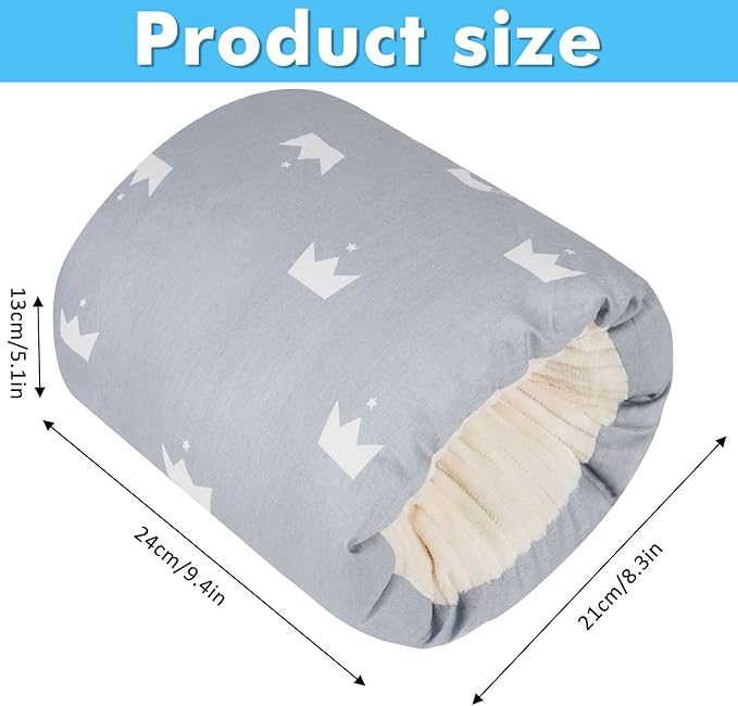 Nursing Arm Pillows for Breastfeeding,Baby Feeding Arm Pillow Portable and Washable for Travel, Soft Cotton Ergonomic Bottle Nursing Essentials（Grey Crown）