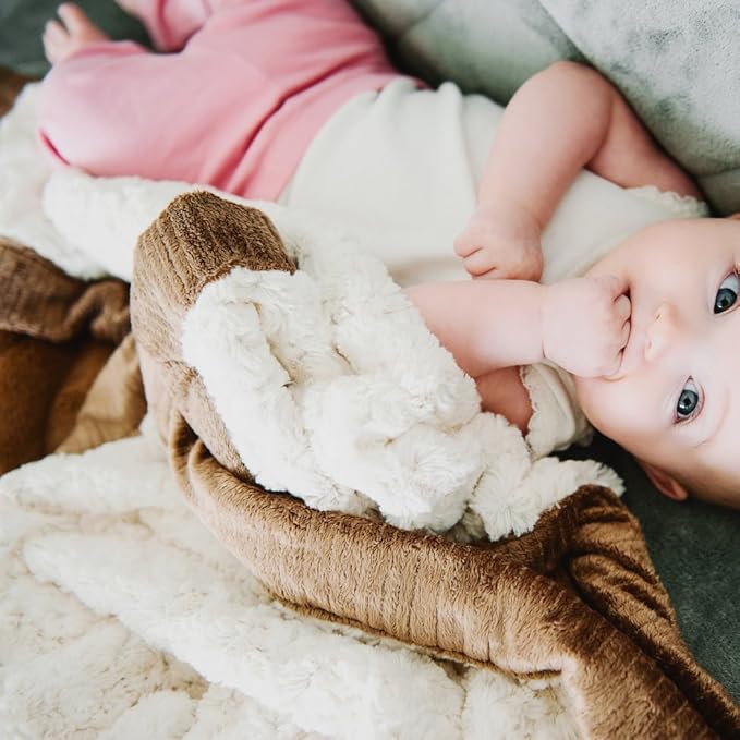 SARANONI Luxury Receiving Blankets for Babies | Ultra-Soft Lush and Boutique Quality Baby Blanket | Ivory Swirl Gingersnap - 40” x 30”