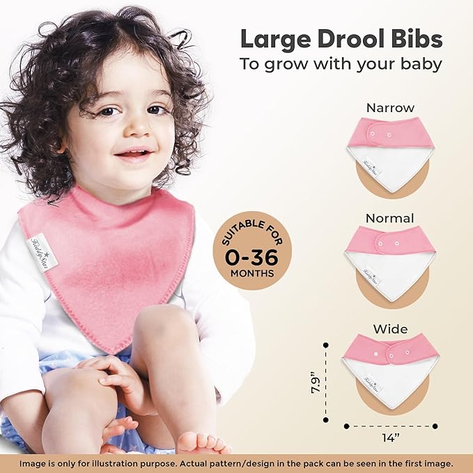 Organic Cotton Baby Bibs for Boys & Girls – Soft, Absorbent Teething & Drool Bibs - Adjustable Snaps for Toddlers