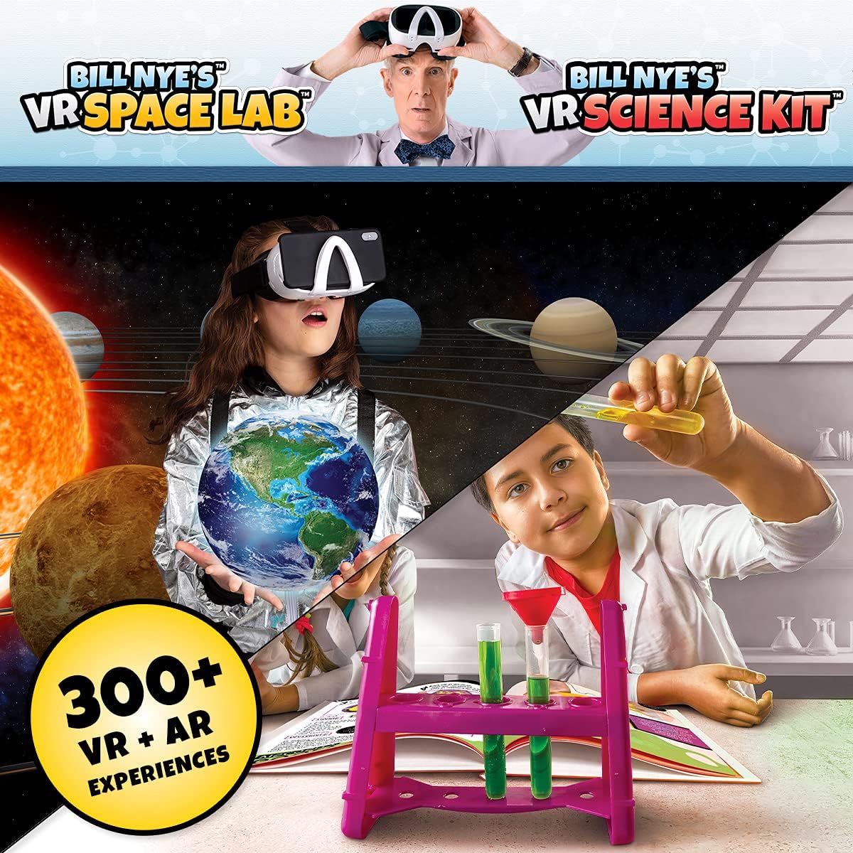 Bill Nye's VR Science Kit and VR Space Lab - Virtual Reality Kids Science Kit, Book and Interactive STEM Learning Activity Set (2 in 1 Combo Pack) - for Ages 8 and Up [Packing May Vary]