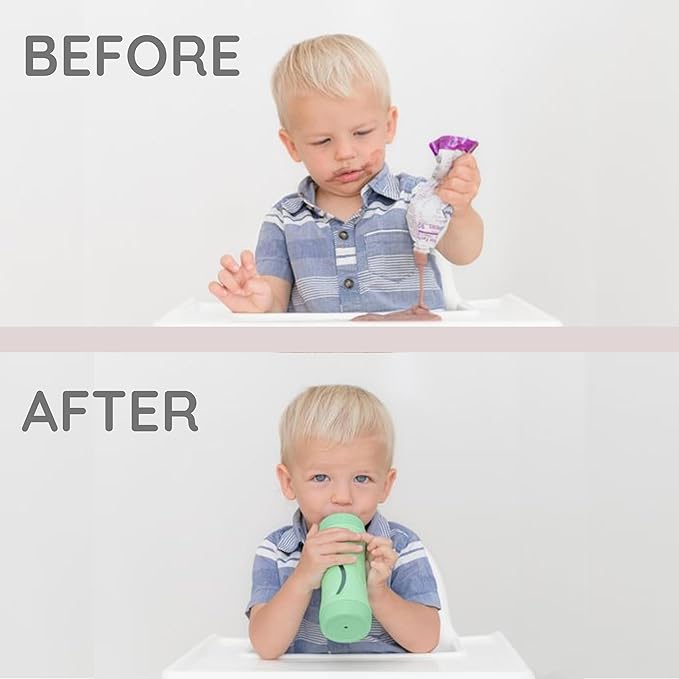 Subo Baby Food Bottle | No Mess Baby Toddler Self Feeder | Squeeze Free Design for Purees, Smoothies, Yogurt, Oatmeal, or Thickened Liquids | Reusable Silicone Washable Cup (Musk)