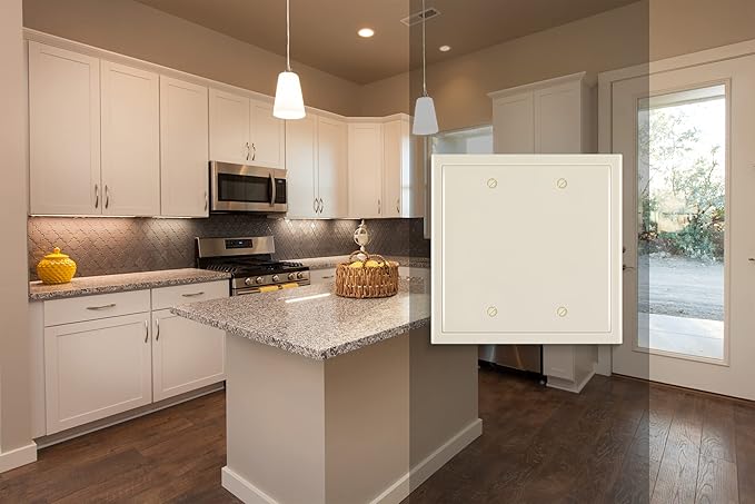 Henne Bery Modern Edge Decorative Wall Plate Switch Plate Outlet Cover, Durable Solid Zinc Alloy (Double Blank, Light Almond)