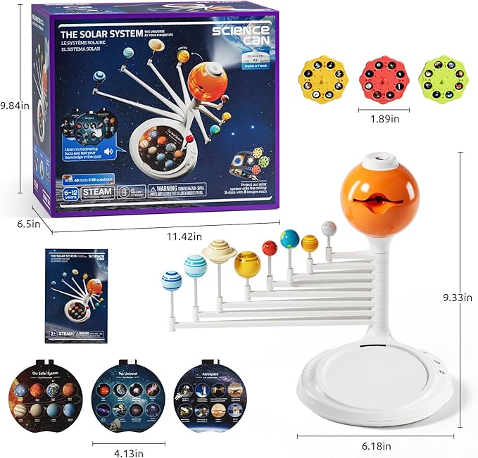 Science Can Solar System for Kids, Interactive Talking Solar System Model, STEM Planetarium Projector with 8 Planets, Space Toys Gift for Age 6-12 Boys & Girls, Classroom & Home Astronomy Learning