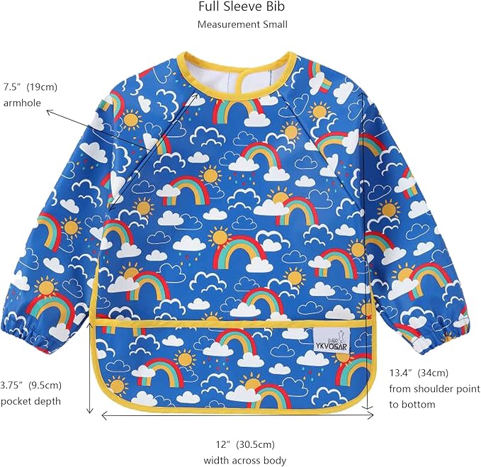 2 Pack Baby Bibs for Boy,Baby Bibs for Eating,Mess Proof Baby Bib,Full Sleeve Bib,Waterproof Bib for Toddlers