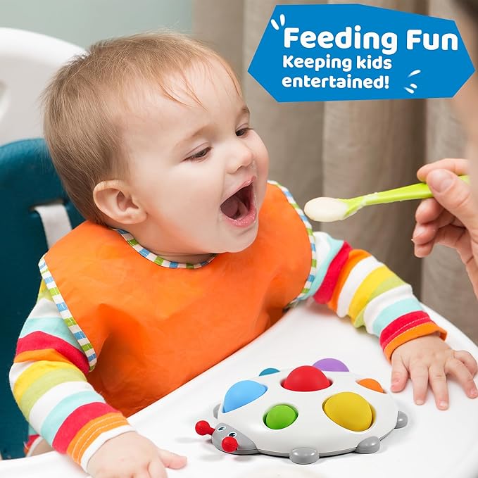 LiKee Fidget Popper Sensory Baby Toys for 10+ Months, Push and Popping Busy Board, Montessori Toys for 1+ Years Old, Airplane Car Travel Toy for Toddlers 1-3 Stress Relief