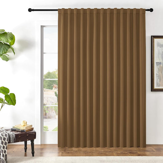 Joydeco Custom Blackout Curtains for Bedroom, 1 Panel Room Darkening Curtains & Drapes for Living Room Window Rod Pocket Back Tab (Custom Size,Brown)
