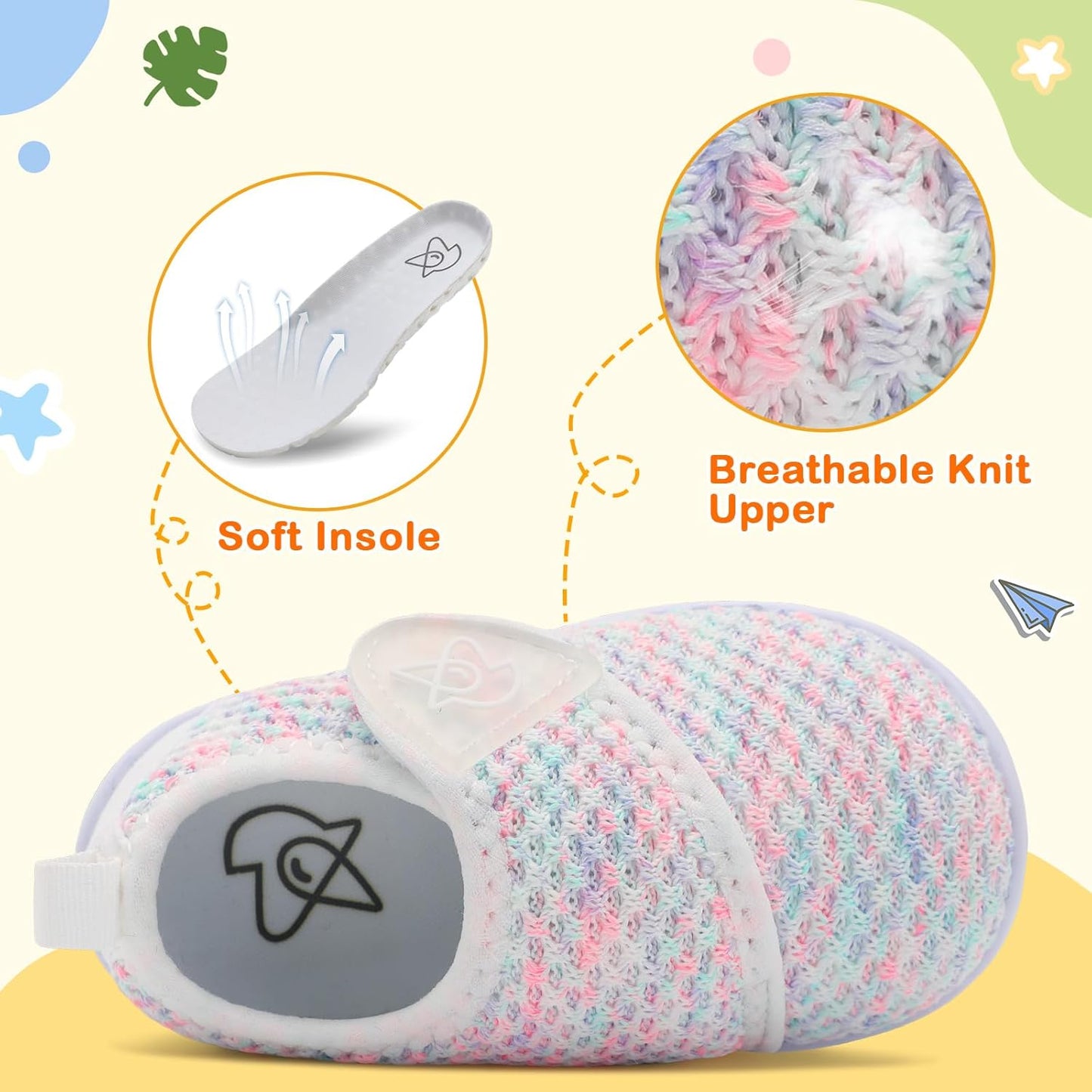 LeIsfIt Baby Shoes Boys Girls First Walking Shoes Non-Slip Infant Sneakers Lightweight Slip-on Crib Sneakers for First Walkers