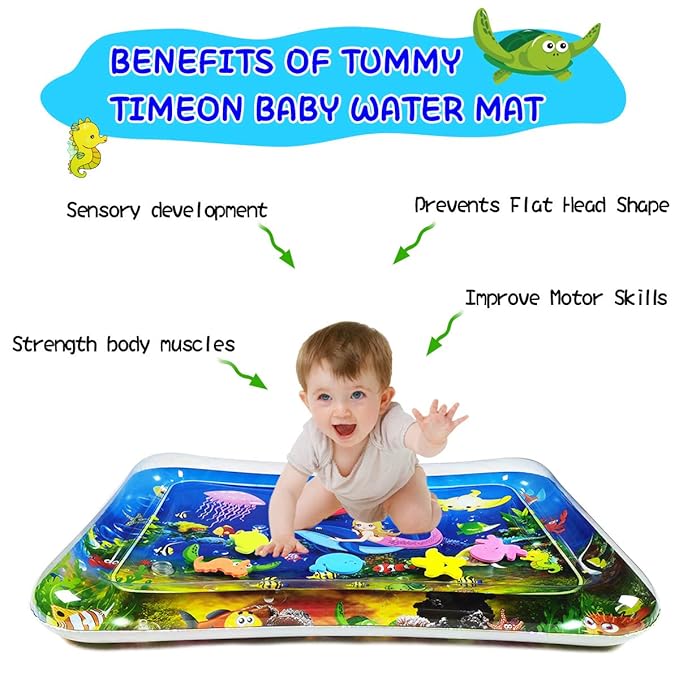 Water mat Infant Toys, Inflatable Tummy Premium Water mat Baby and Toddlers is The Perfect Fun time Play Activity Center Your Baby's Stimulation Growth （27.5x20 in).