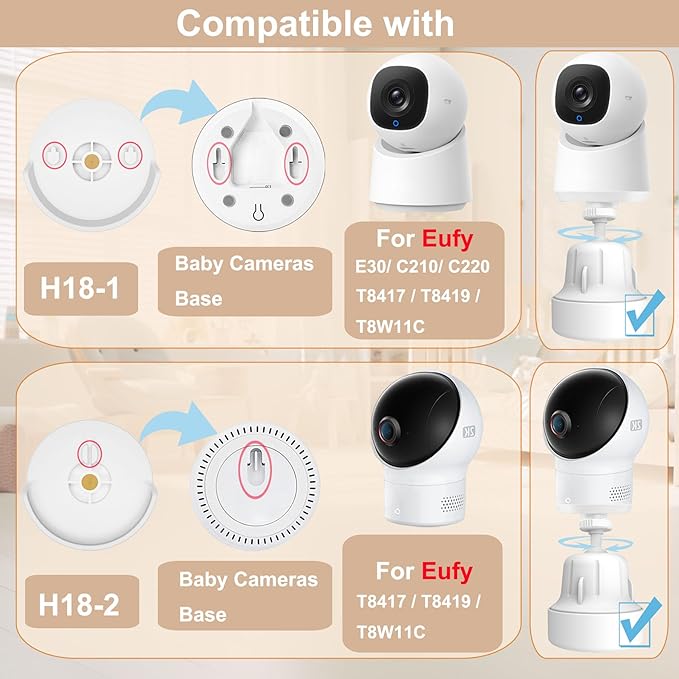 Adjustable Baby Monitor Wall Mount Stand Holder Compactible for eufy Security E30 / E21/ E110/ E20/ E21 / C220 / C2110 / T8417/ T8354/ T8300 /Baby Camera Flexible Clip clamp Mount Stand