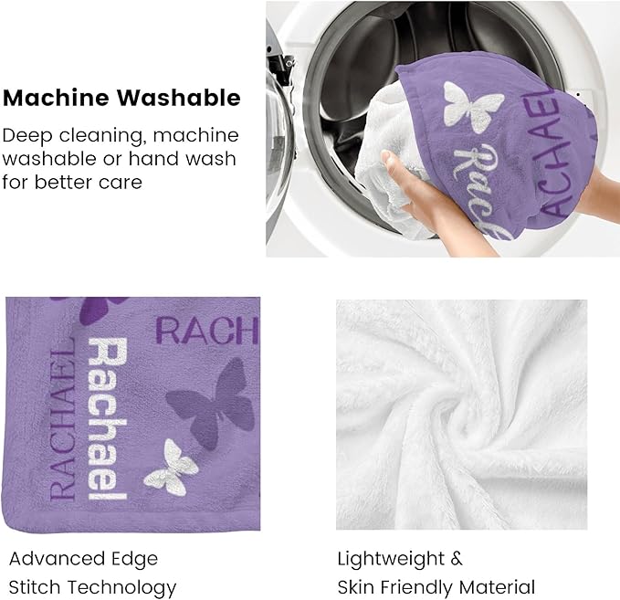 Personalized Throw Blanket with Name Custom Blankets Customized Baby Blanket for Girls Kids Adult Birthday Gift