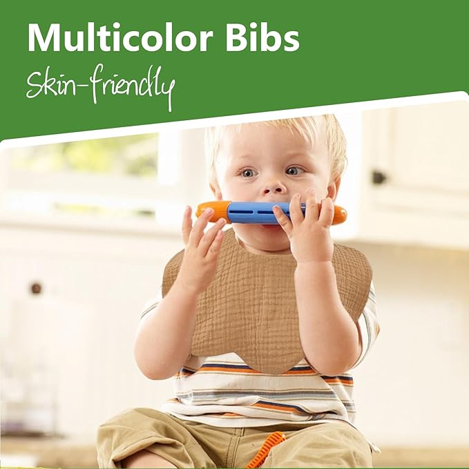 EllieHouse Baby Bibs for Girls Boys 8 Pack Muslin Drool Teeth Drooling Teething Bibs Muslin Cotton for Toddler Infant