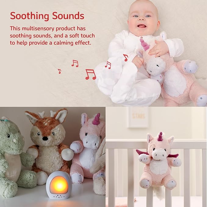 Cloud b LoveLight Buddies Sound Machine with White Noise, Soothing Lullabies & Gentle Nightlight | Voice Recorder | USB Rechargeable | Adjustable Settings & Auto-Shutoff | Lily The Unicorn