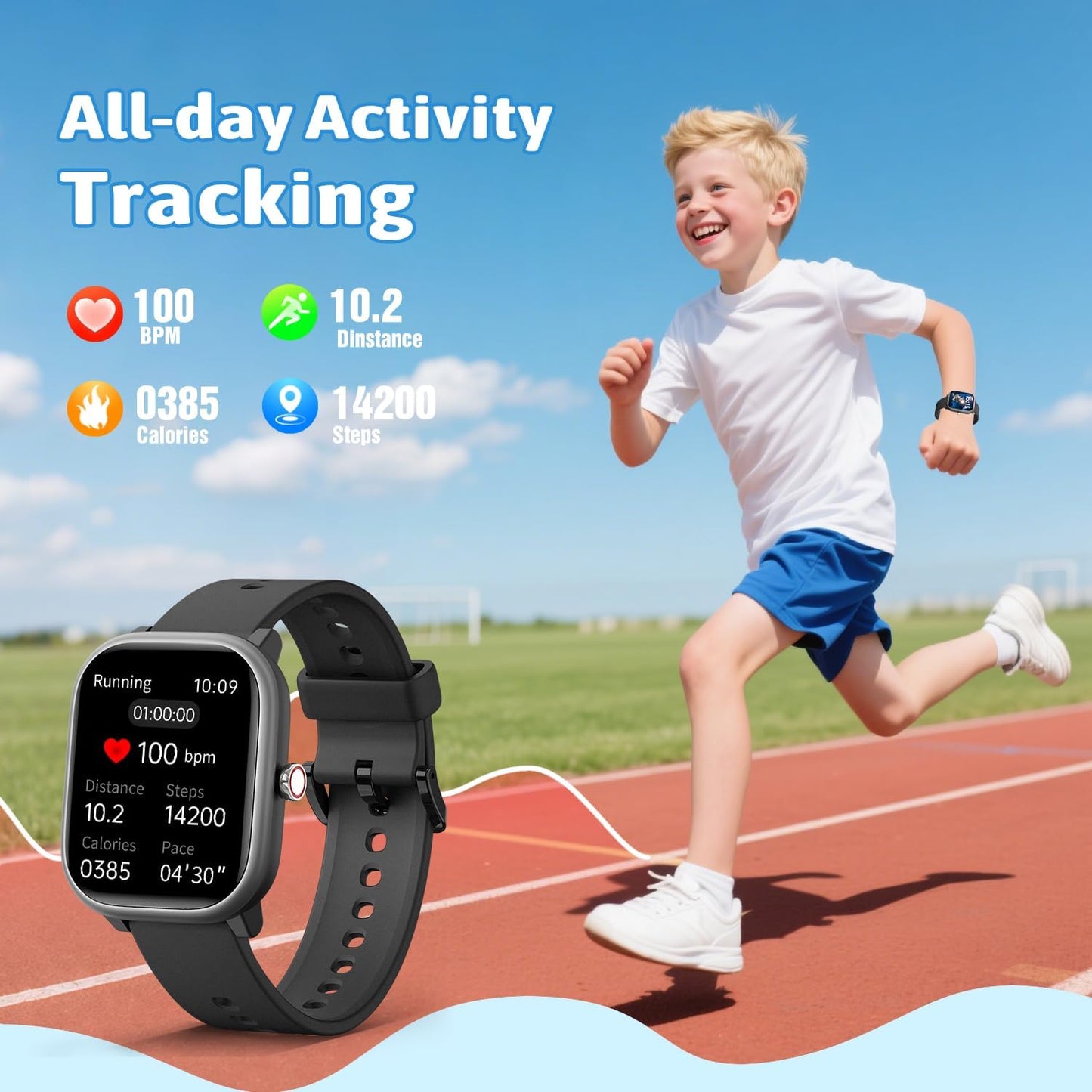 Smart Watch for Kids Girls Boys No APP/Phone Needed, 1.8" IP68 Waterproof Sport Kids Watch Pedometer, Heart Rate, Sleep Monitor, Step Counter, 12 Puzzle Games for Girls Boys Teens 6-16