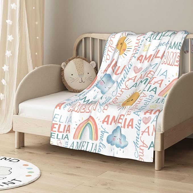 Personalized Baby Blanket - Custom Name for Girls and Boys, Super Soft Plush Fleece, Personalized Gifts for Newborns