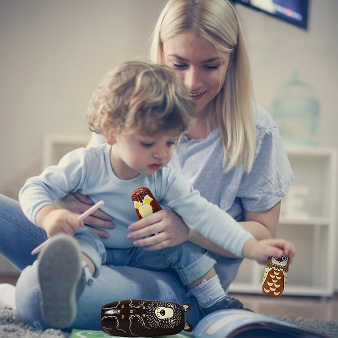 Tphon Russian Nesting Dolls Bear Wooden Matryoshka Dolls for Kids Handmade Cute Cartoon Animals Pattern Nesting Doll Toy Stacking Doll Set of 5